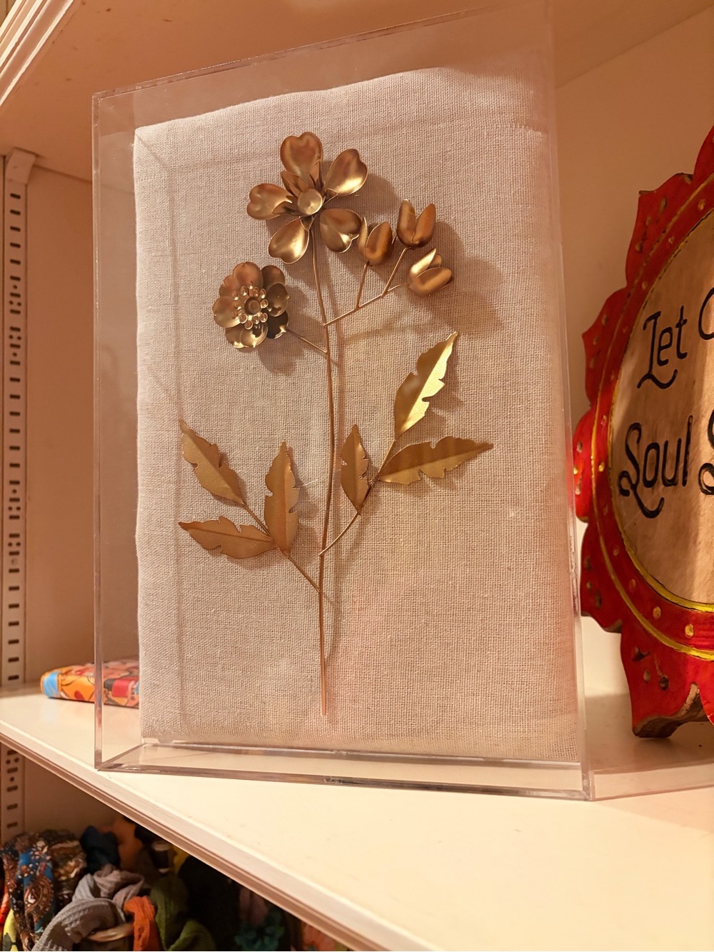 Gilded Golden Botanical Acrylic Box Wall Art